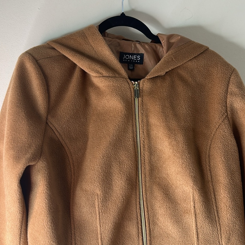 NWOT Jones New York Tan Hooded Coat Size XL - Picture 3 of 7
